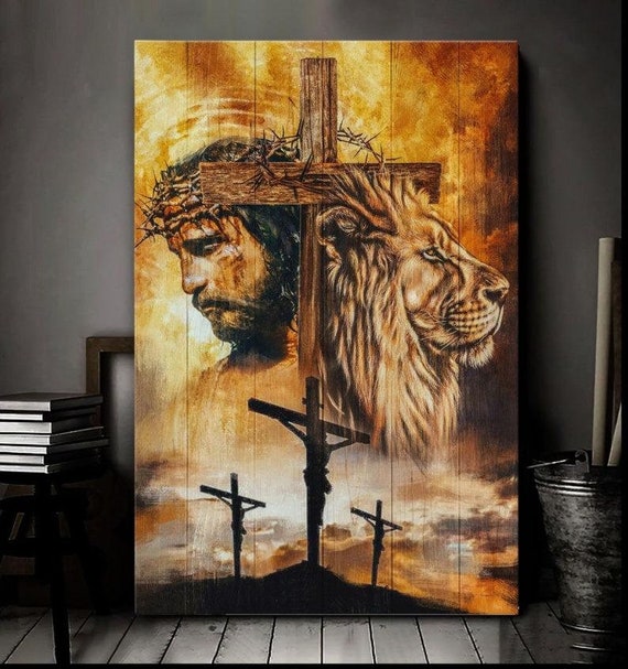 Jesus and Lion Amazing Canvas Jesus Canvas Lion Canvas God Etsy