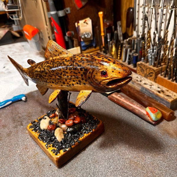 Hand carved Brook trout