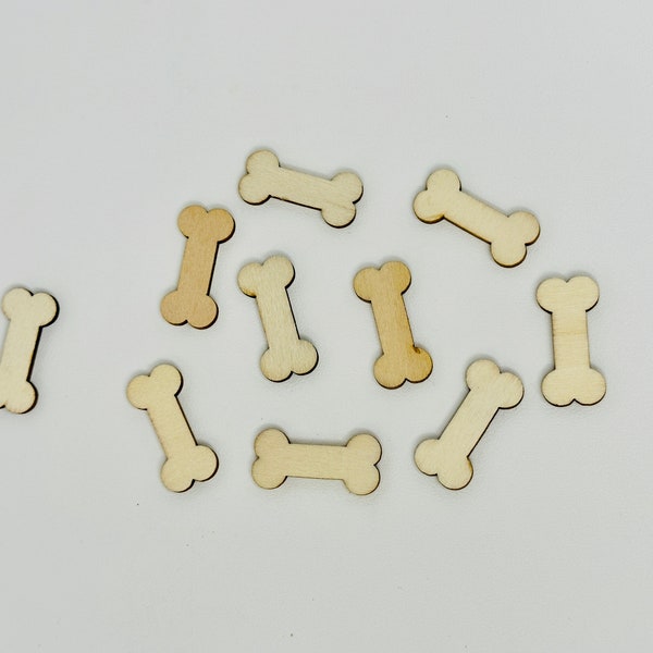 Set of 10 Wooden Bones | Sliced/Flatback Bones for Halloween Projects, Dog/Dino Craft Projects & Scrapbooking