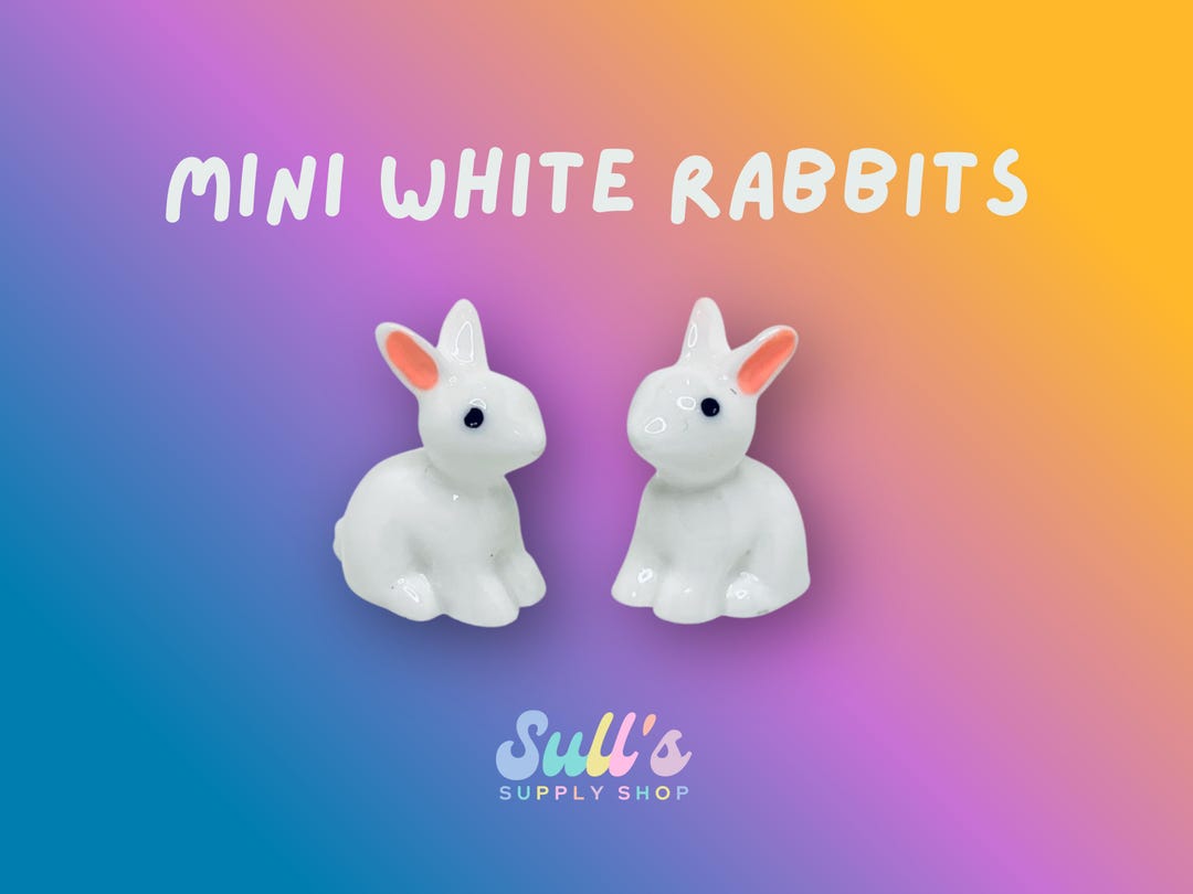 Miniature White Rabbits - Set of 2/5/10 | for Fairy Garden, Doll House ...