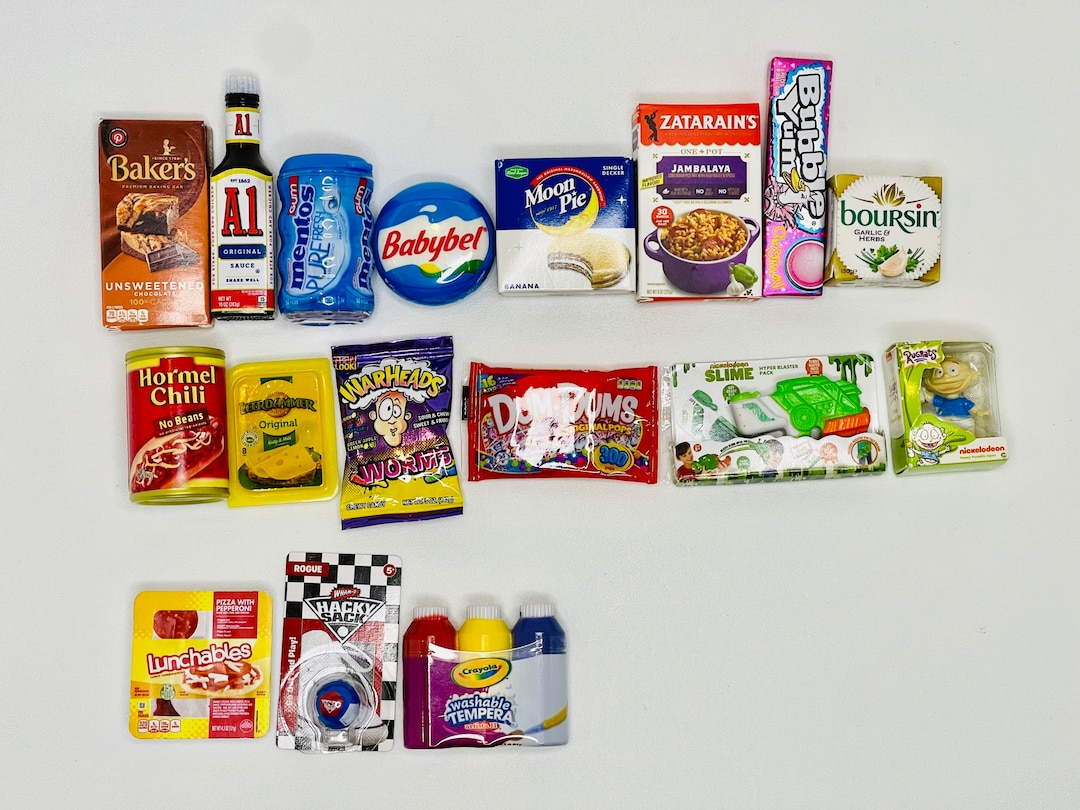 Mini Brand Toy Food, Miniature Food & Toys for Dolls, Doll House, and