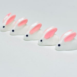 Set of 5 Micro-Miniature White Rabbits for Fairy Garden or Easter Crafts