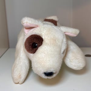 Vintage TY Plush/Stuffed Large Dog "Butch" Beanie Buddy with Brown Eye Patch - 1999
