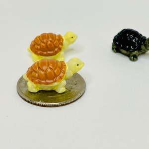 Set of 2 Miniature Turtles for Doll House, Fairy Garden, or Arts & Crafts