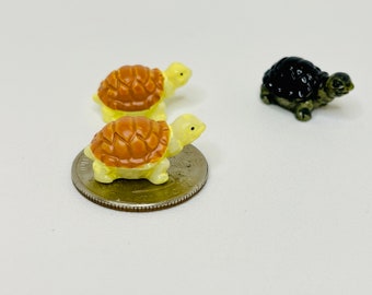 Set of 2 Miniature Turtles for Doll House, Fairy Garden, or Arts & Crafts