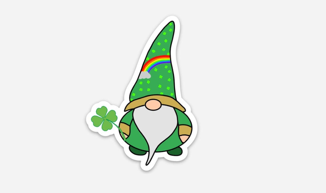 Good Luck Lucky Gnome 3 Inch Vinyl Die Cut Sticker Etsy