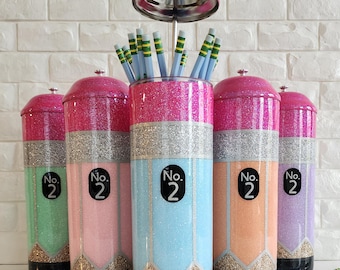 Personalized Pastel Glitter Pencil Holder: Teacher Gift, Teacher Appreciation