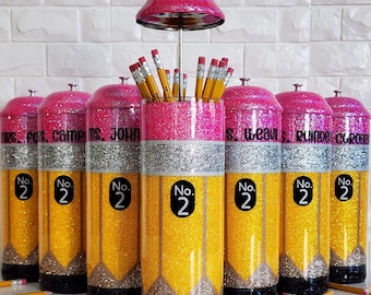 Personalized Glitter Pencil Holder: Teacher Appreciation Gift
