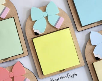 Pencil Bow Sticky Note Holder, Personalized Teacher Gift