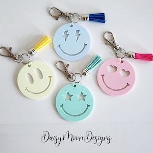 Smiley Face Keychain, Happy Face Keychain, Acrylic Keychain, Pastel Acrylic Keychain