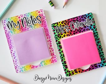 Personalized Leopard Print Acrylic Note Holder, Teacher Gift