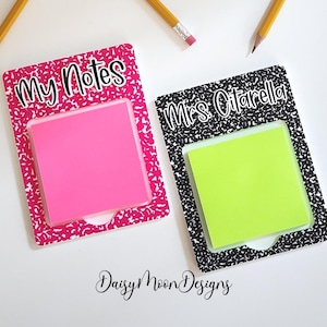 Personalized Teacher Sticky Note Holder: Composition Print Desk Decor