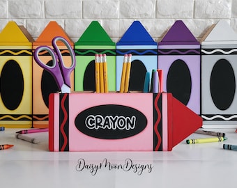 Personalized Crayon Pencil Holder, Teacher Desk Organizer