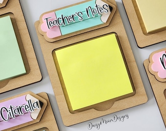 Personalized Teacher Note Holder: Maple Wood Sticky Notepad