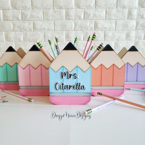 Personalized Pastel Pencil Holder: Teacher Desk Organizer
