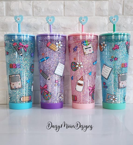 School Supplies Snow Globe Tumbler, Teacher Appreciation Gift