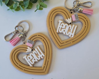 Pencil Heart Shaped Teacher Bag Tag: Teacher Gift
