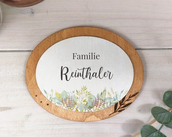 Panneau de porte personnalisé, plaque signalétique, décoration murale familiale, porte d'entrée, panneau de porte d'entrée avec nom, panneau de famille en bois