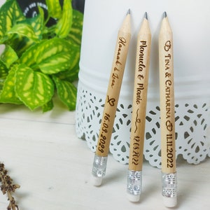 Wedding Gift for Guests, Personalized Engraved Wooden Pencils, Custom Wooden Pencils, Wedding Anniversary