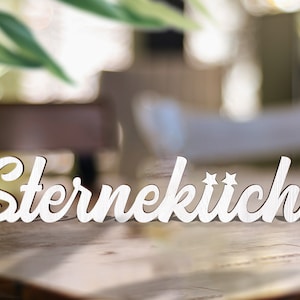 Star kitchen lettering made of wood with or without a stand, customizable