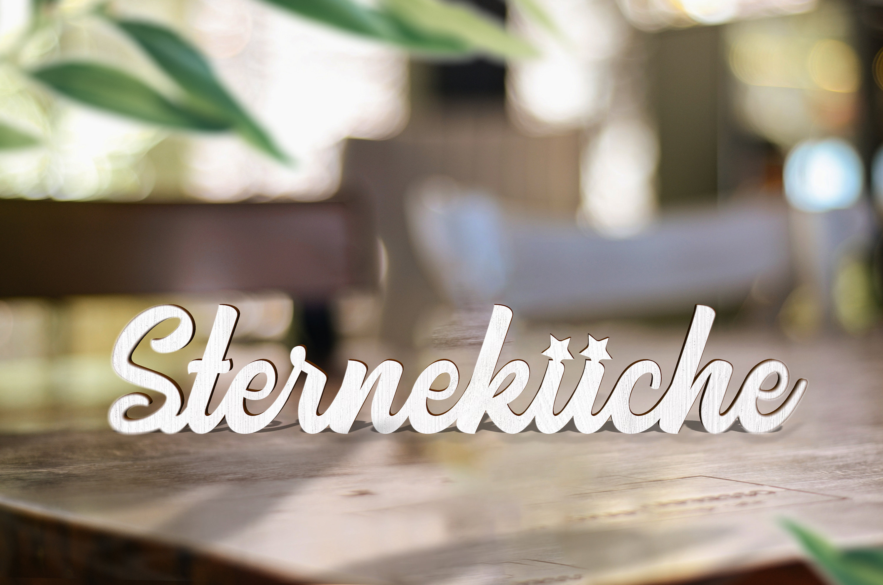 KLEINLAUT 3D-Schriftzug „Sterneküche“ – 25 X 4,3 Cm, In 32 Farben, Pastell Grün
