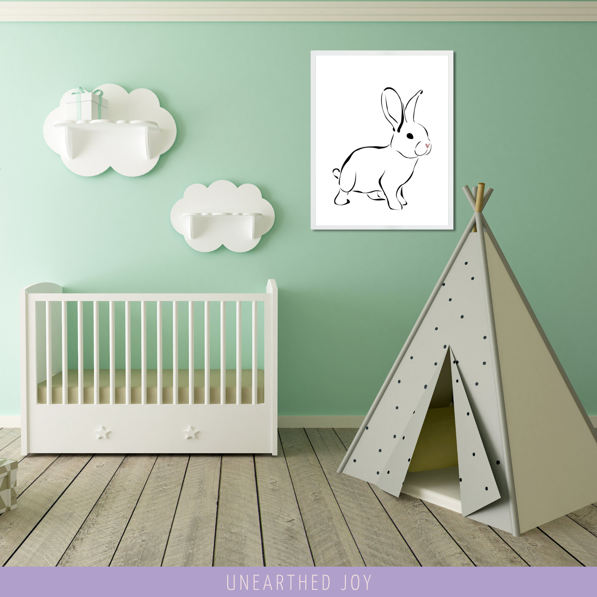 Bunny Wall Decor Rabbit Nursery Wall Art Eastern Wall Art Etsy