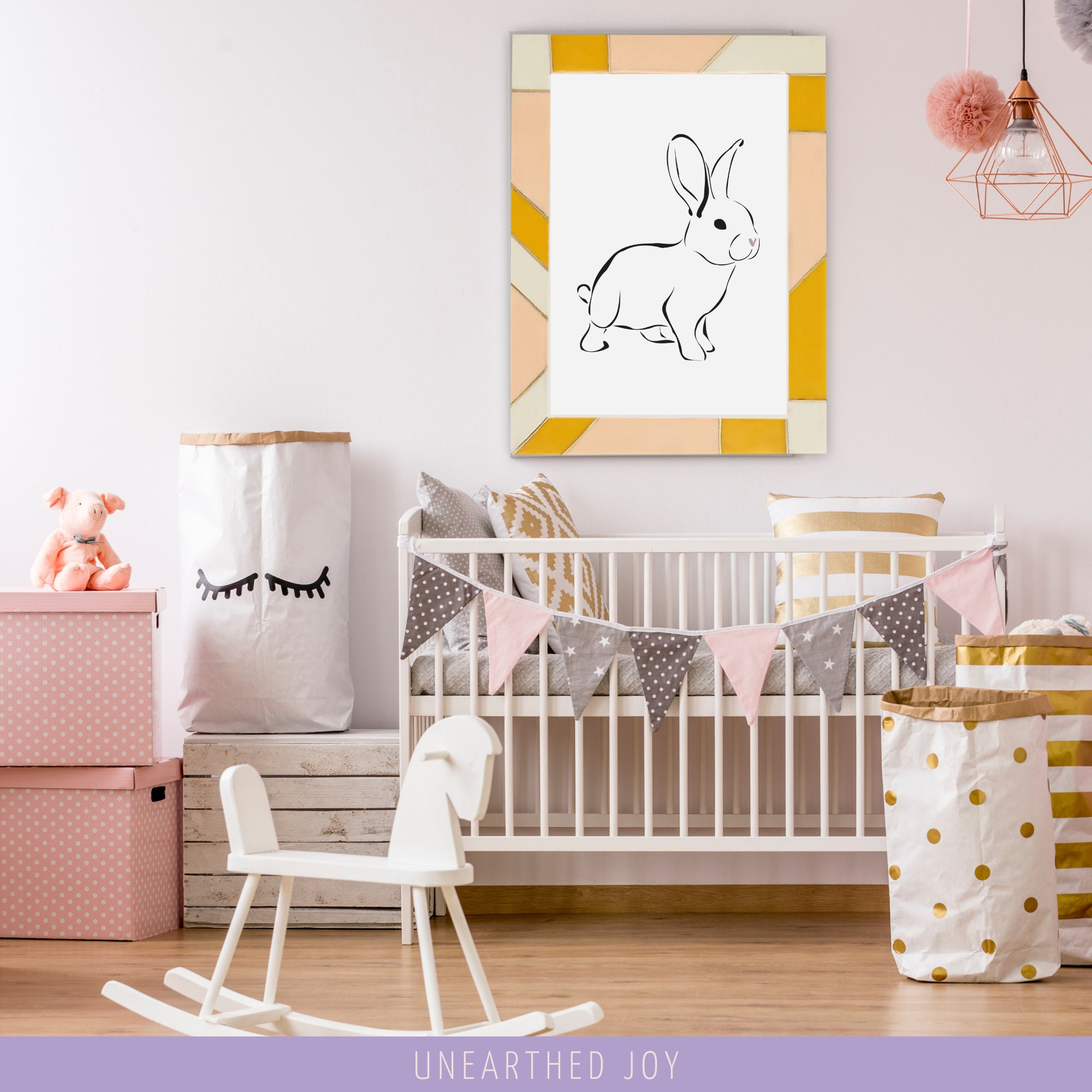 Bunny Wall Decor Rabbit Nursery Wall Art Eastern Wall Art Etsy