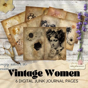 Vintage Ladies | Victorian Women Junk Journal Pages | Grungy Beauties Printable Journal Paper | Instant Download