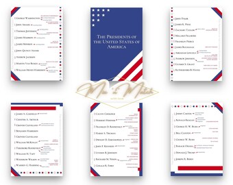 US President timeline posters Set of 6 US History Signs Classroom Decor Bundle History Classroom Decor US Government Homeschool Resource