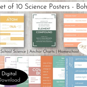 Science Classroom Posters Set van 10 Boho Neutrale prints Science Class Decor Bundel Onderwijs poster Homeschool Afdrukbare High School Science