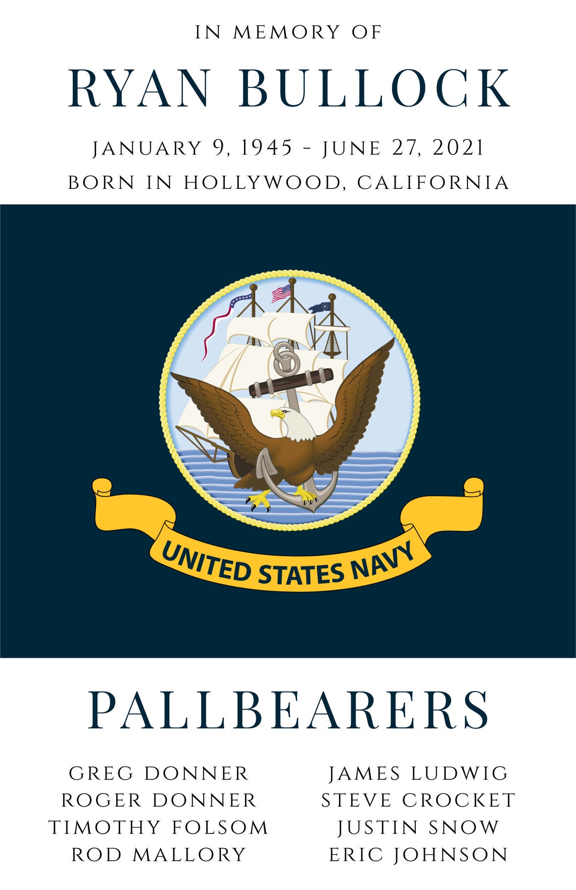 US Navy Veteran Funeral Program Template Navy Flag Printable Etsy