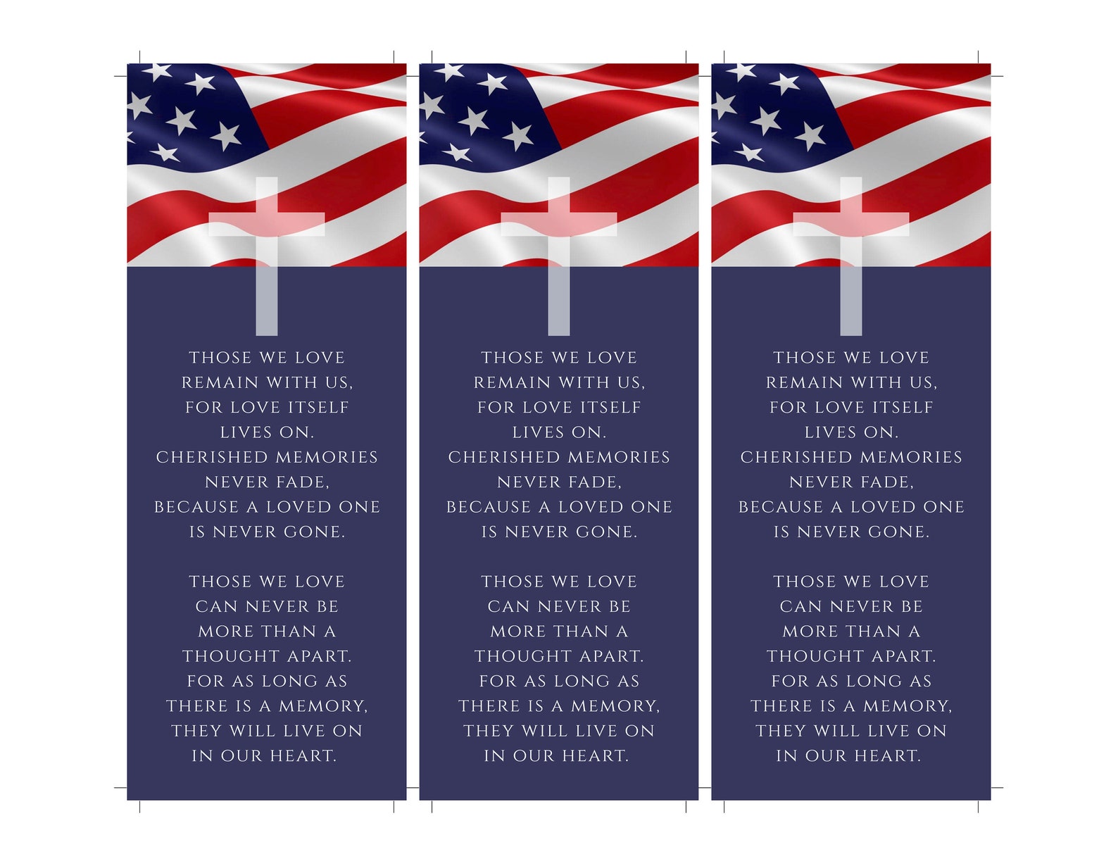 American Flag Funeral Bookmark Template Patriotic Obituary | Etsy