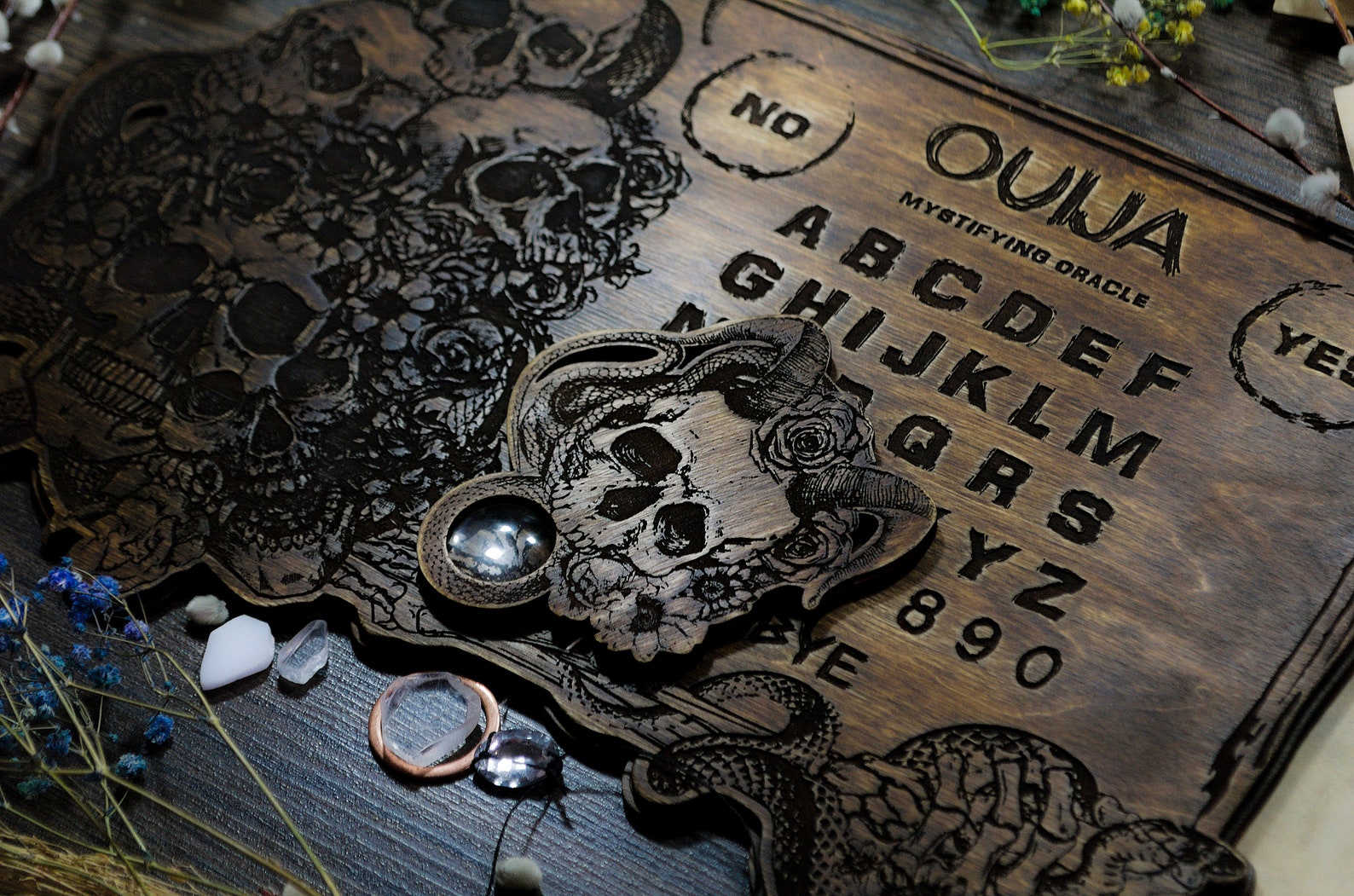 Ouija Board skull planchette Spirit board Wooden Ouija Etsy