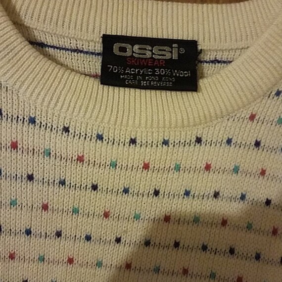 Vintage Ossi Skiwear Multicolored Dotted Wool Ble… - image 2