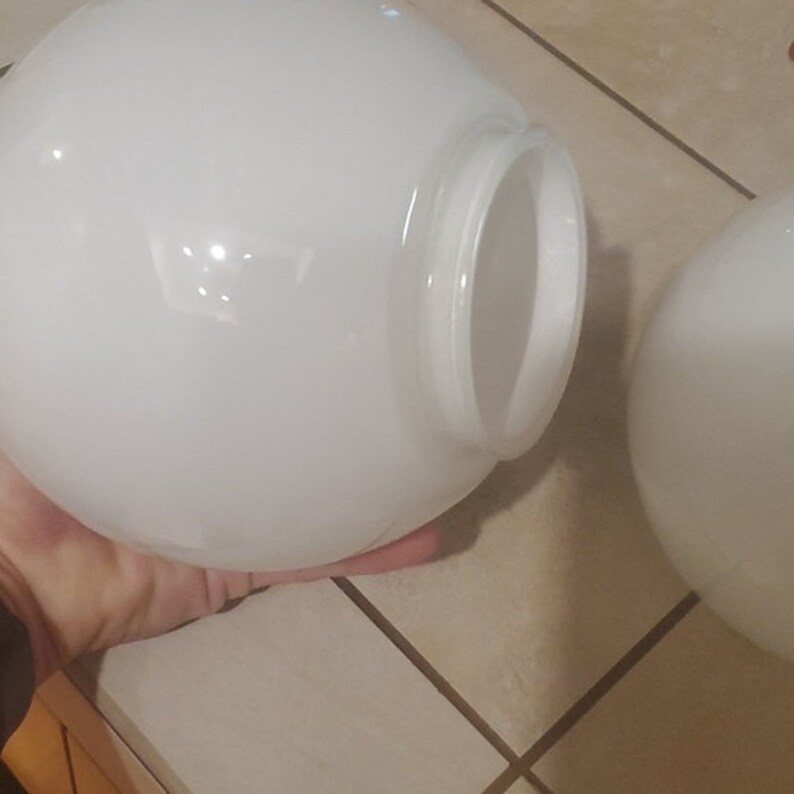 Set of 2 Retro White Glass Globe Light Fixture Replacements Etsy