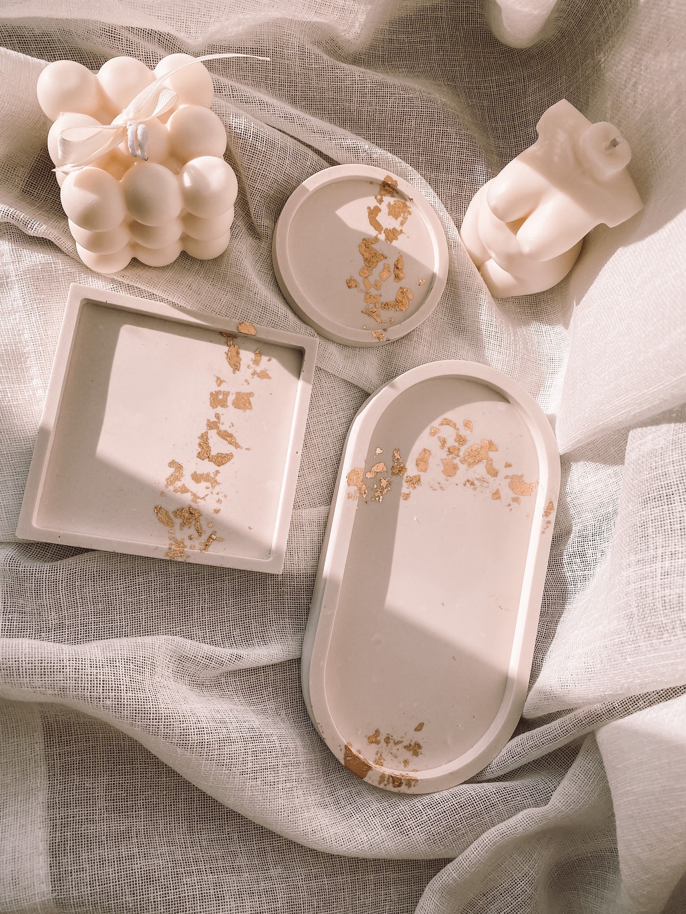 Coupelle Vide Poche Doré | Plat A Bougie Socle Grand Plateau Décoratif