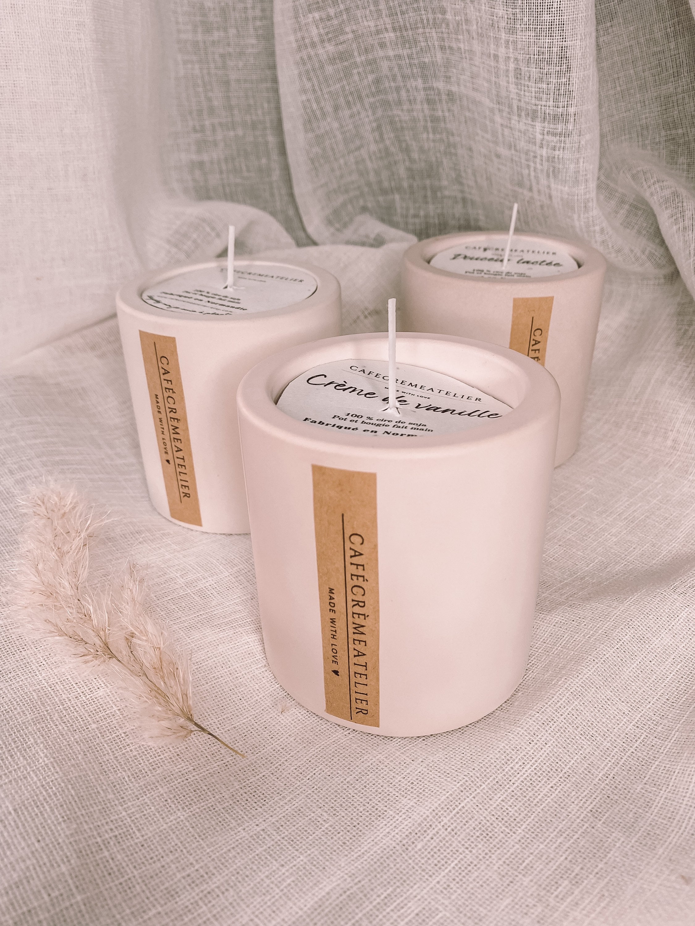 Bougie Cire de Soja | Concrete Candle Bougie Ecoresponsable Bougie Vegan Minimaliste Parfumée Recycl