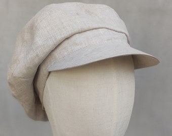 Beige Baker Boy Hat Linen Newsboy Hat Womens Newsboy Hat Breathable Newsboy Hat Summer Sun Hat Breton Cap