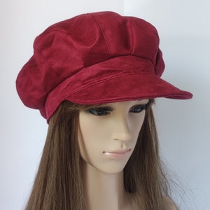 Autumn Newsboy Hat Soft Suede Baker Boy Hat Eight Panels Hat Lined Handmade Hat Fall Bakerboy Cap