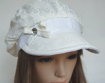 Floral Newsboy Hat Multi Flower Print Women Summer BakerBoy Lined Hat Handmade Cute Bow Cap