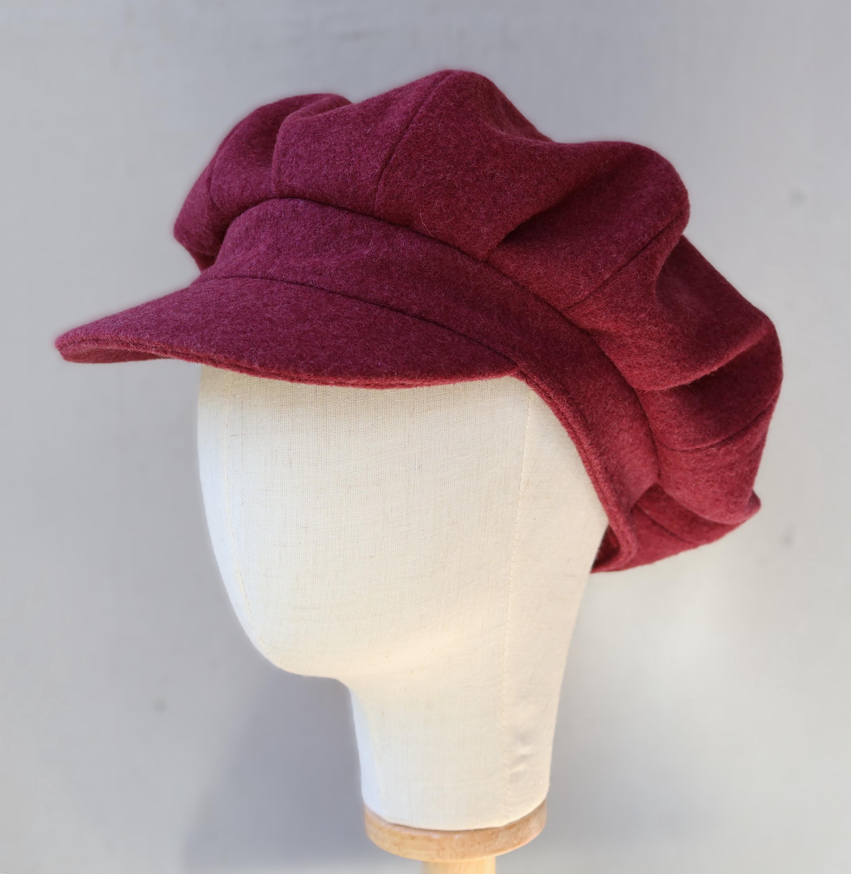 Vintage Made in Italy Wool Newsboy Cap Burgundy Red Baker  display picture 1