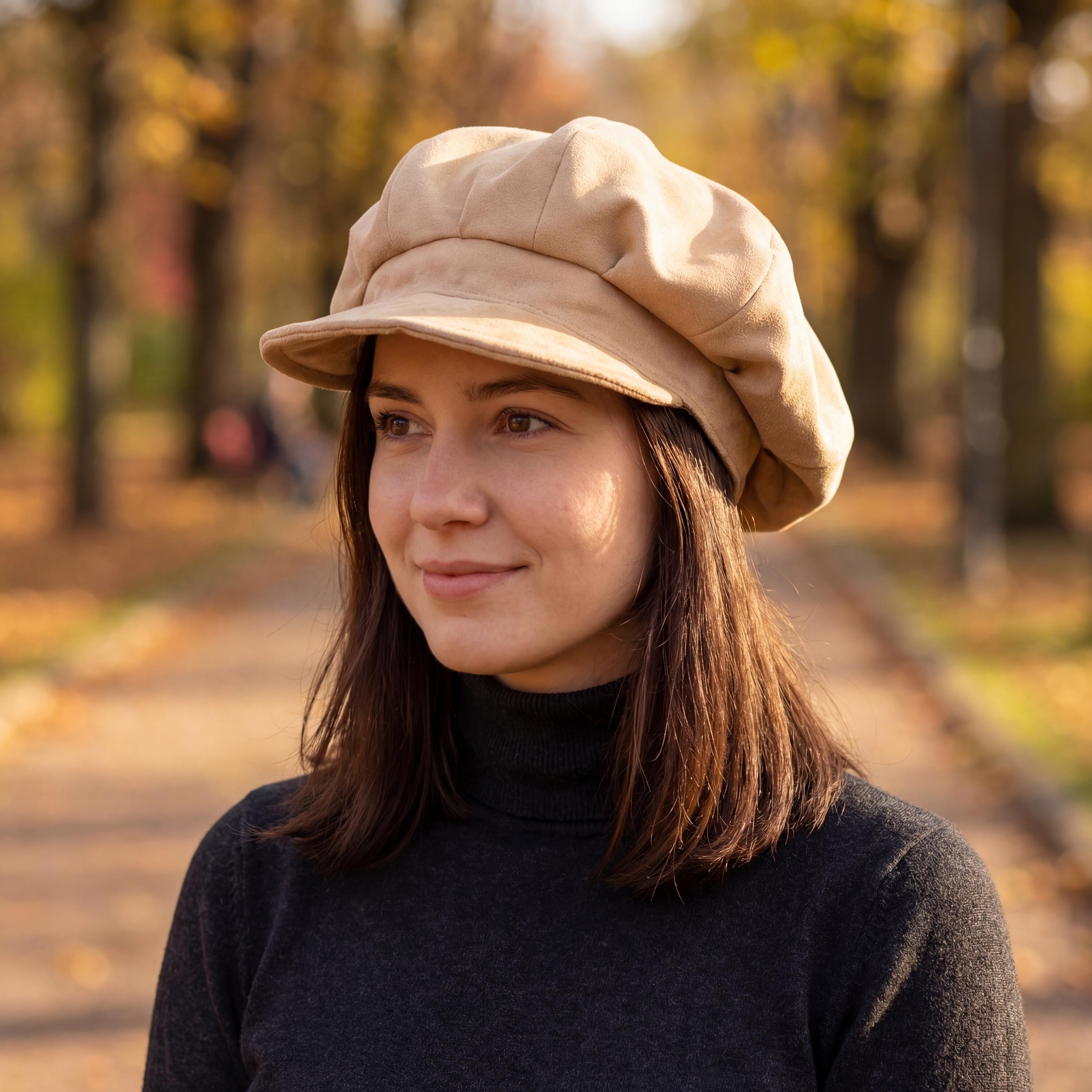 Lack of Color Lola Suede Baker Boy Cap Taupe - Size XL 61cm  display picture 3