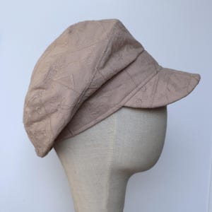 Beige Baker Boy Cap Linen Newsboy Hat Womens Newsboy Hat Floral Embroidery Bakerboy Cap Breathable Newsboy Hat Summer Sun Hat Breton Cap
