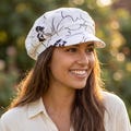 Womens Linen Newsboy Hat Summer Beachy Vibes Hat Breathable Floral Bakerboy Hat Stylish Boho Chic Hat Classic Sun Protection Vintage Cap product logo