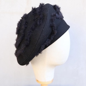 Black Beret Hat Lined Wool Beret Autumn Winter Hat Handmade Beret Hat Vintage Beret Cap Gift for Her Christmas Gift