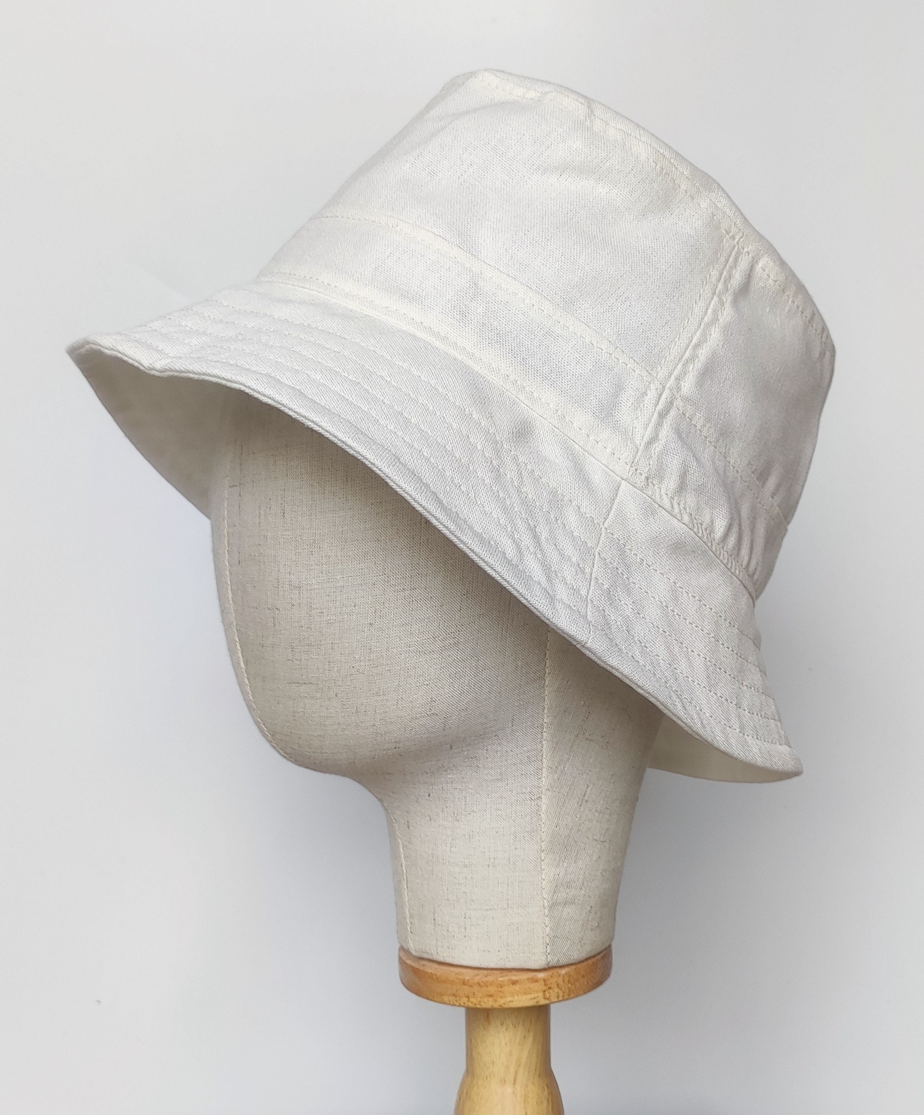 Linen Bucket Hat White Linen Breathable Linen Hat Sun Hat
