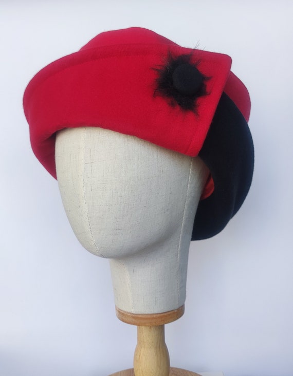 Wool Cloche Hat Red Cloche Hat Vintage Cloche Hat 1920