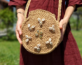 Raffia Bag, Raffia Tote, Crochet Raffia Clutch in Natural, Raffia Shoulder Bag, Raffia Clutch Handbag, Crochet Summer Bag