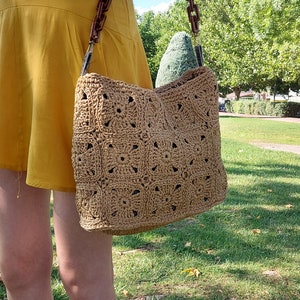 Bolsa de rafia, Bolsa de rafia de verano hecha a mano, Embrague de rafia de ganchillo en natural, Bolsa de hombro de rafia, Bolso de embrague de rafia, Bolsa de verano de ganchillo