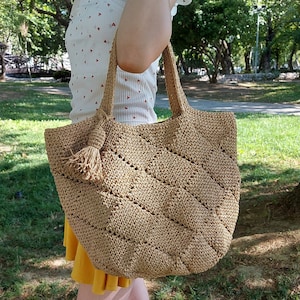 Raffia Bag, Raffia Summer Bag, Large Crochet Raffia Bag, Straw Raffia Bag, Straw Crochet Raffia Bag, Straw Market bag, 2023 Summer Beach Bag